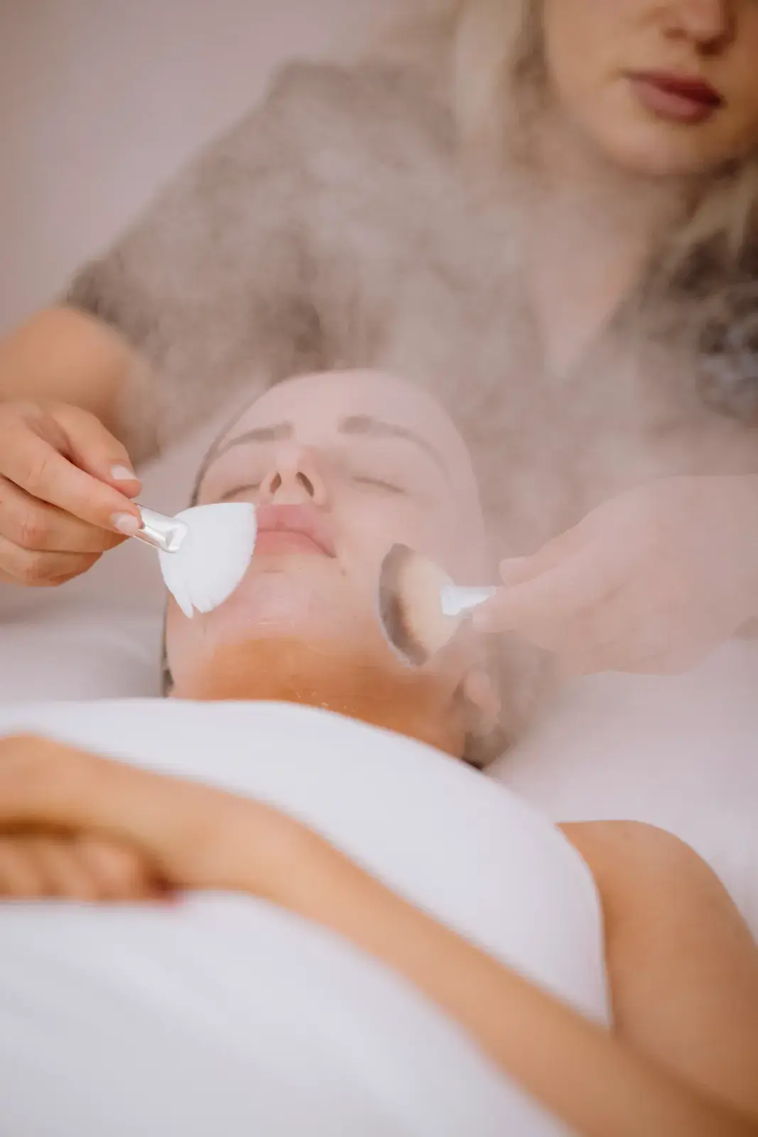 A mask brushed on through cool glacial mist